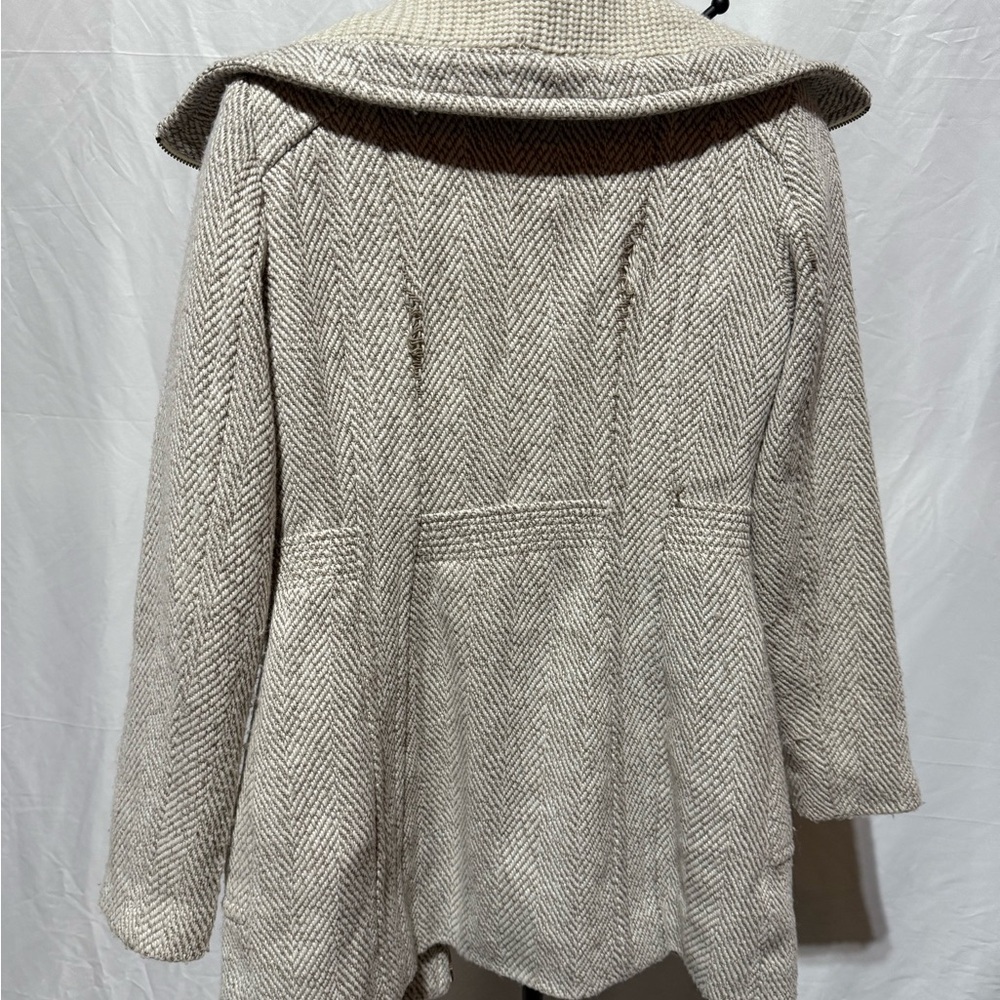 Kensie Cream Herringbone Heavyweight Coat - Picture 2 of 4